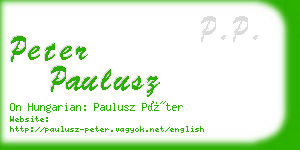 peter paulusz business card